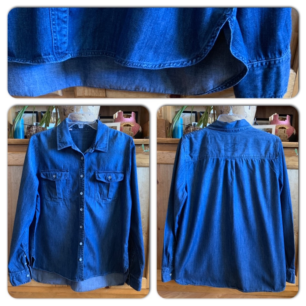 Slit Side Denim Button Down Shirt - Picture 1 of 1